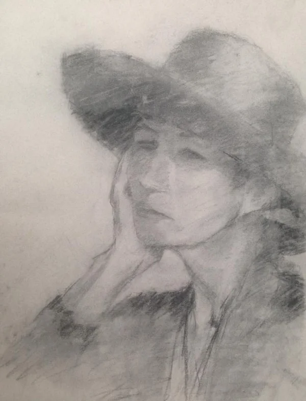 Beautiful charcoal sketch of Patti Bloss by artist Paul McGinn, 18x24" $30.00 (All prices are suggested; make an offer!)