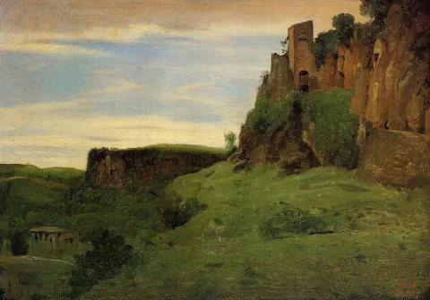 a painting of Civita Castellana by Corot, 1826