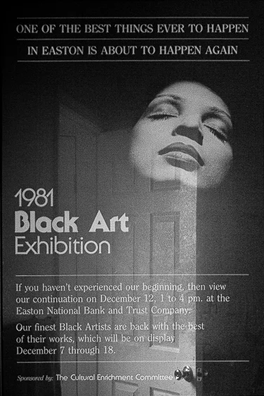 The poster for the 1981 art exhibit entitled "Black Art" featuring photography by Charles Stonewall; the Cultural Enrichment Committee that Stonewall had formed with other artists to provide a voice for underrepresented artists sponsored the exhibit.