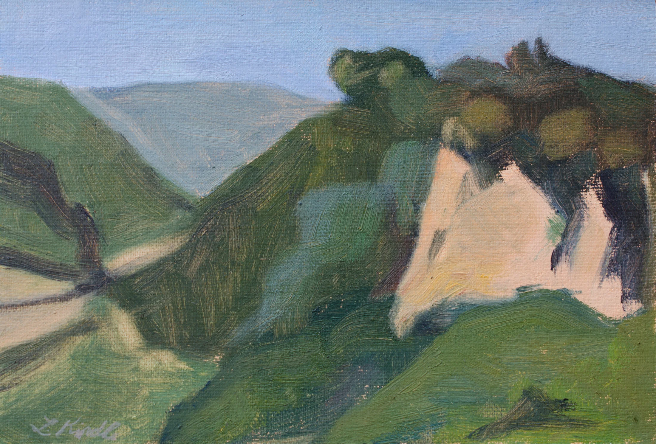 "My First Painting in Italy" oil on linen mounted on board, 4x6" $75
