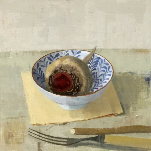 Late Winter Beet and Spring-Dug Burdock 2010 oil on linen 8 x 8"