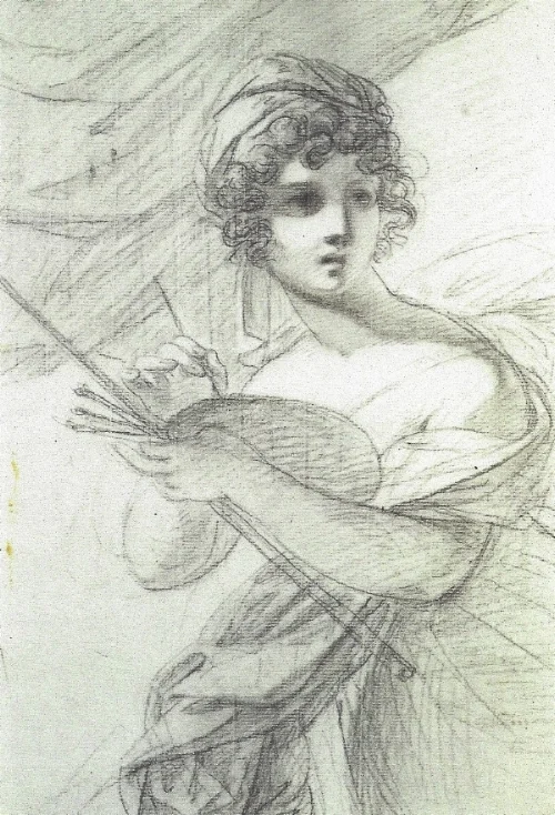 Drawing, 36.4 x 24.2 cm. Pushkin Museum, Moscow This may be a self portrait by Vigée Le Brun. (See my blog post " Divine Passion " for more about Le Brun.)