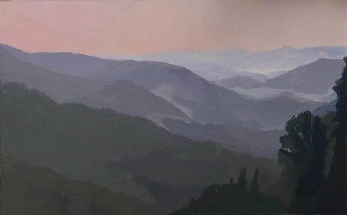 "Mountain Morning" 5x8" acrylic on paper