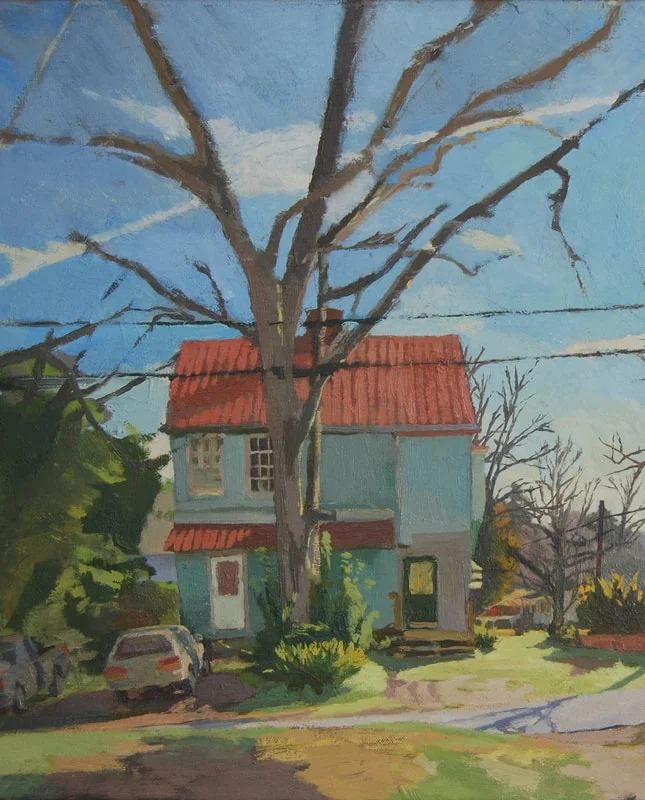 "Red Roof in New Brookland" 19x14.5" oil on canvas