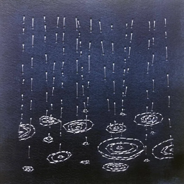 thread and watercolor on paper