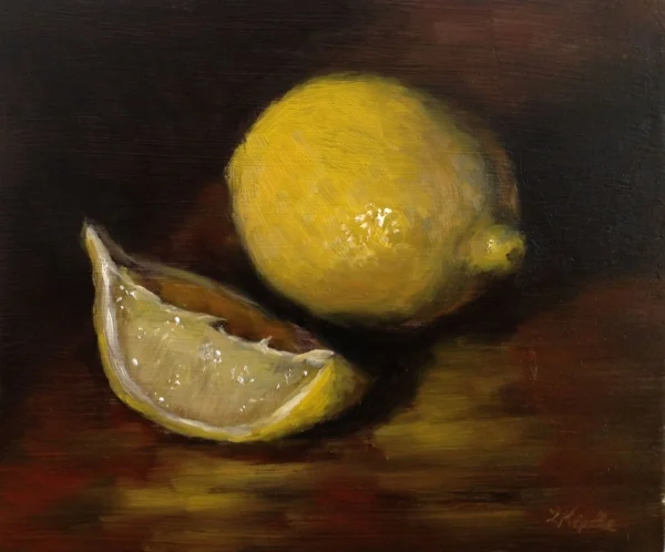 "Peg's Lemons" oil on board, 4x5"