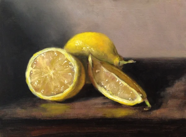 "Juicy Lemons" 6x8" oil on linen mounted on board, 2018