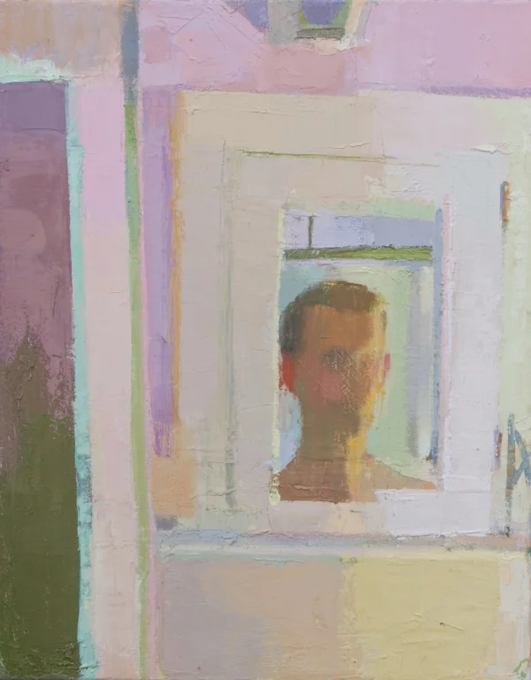 “Reflections in a Pink Room” oil on canvas, 2018, 14x11”