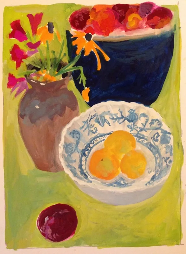 “Yellow Plums” 5x7” gouache on paper