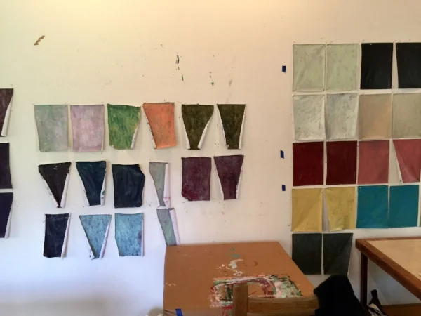 My painted paper (on the left), from the Rotem Amizur workshop.