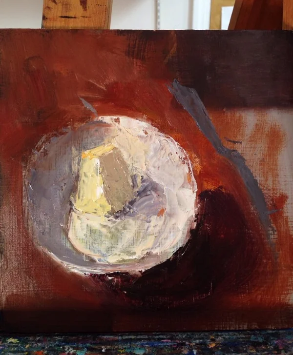 on the easel: a pat of butter #workinprogress