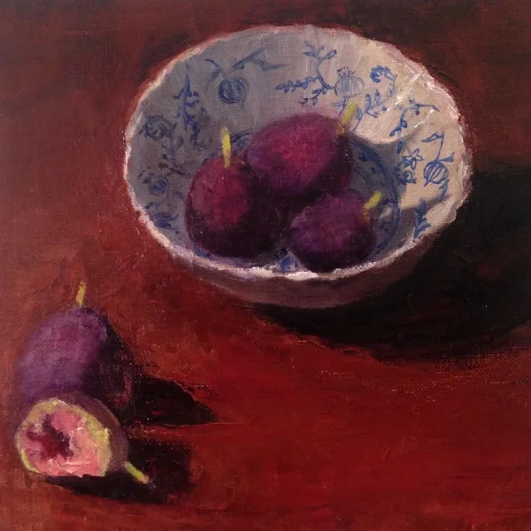 “Fresh Figs” oil on canvas/panel, 8x.5x9” by Lauren Kindle