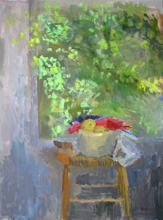 “Still Life in the Studio” oil on canvas by Ellen Sapienza. 40”x30” $1100