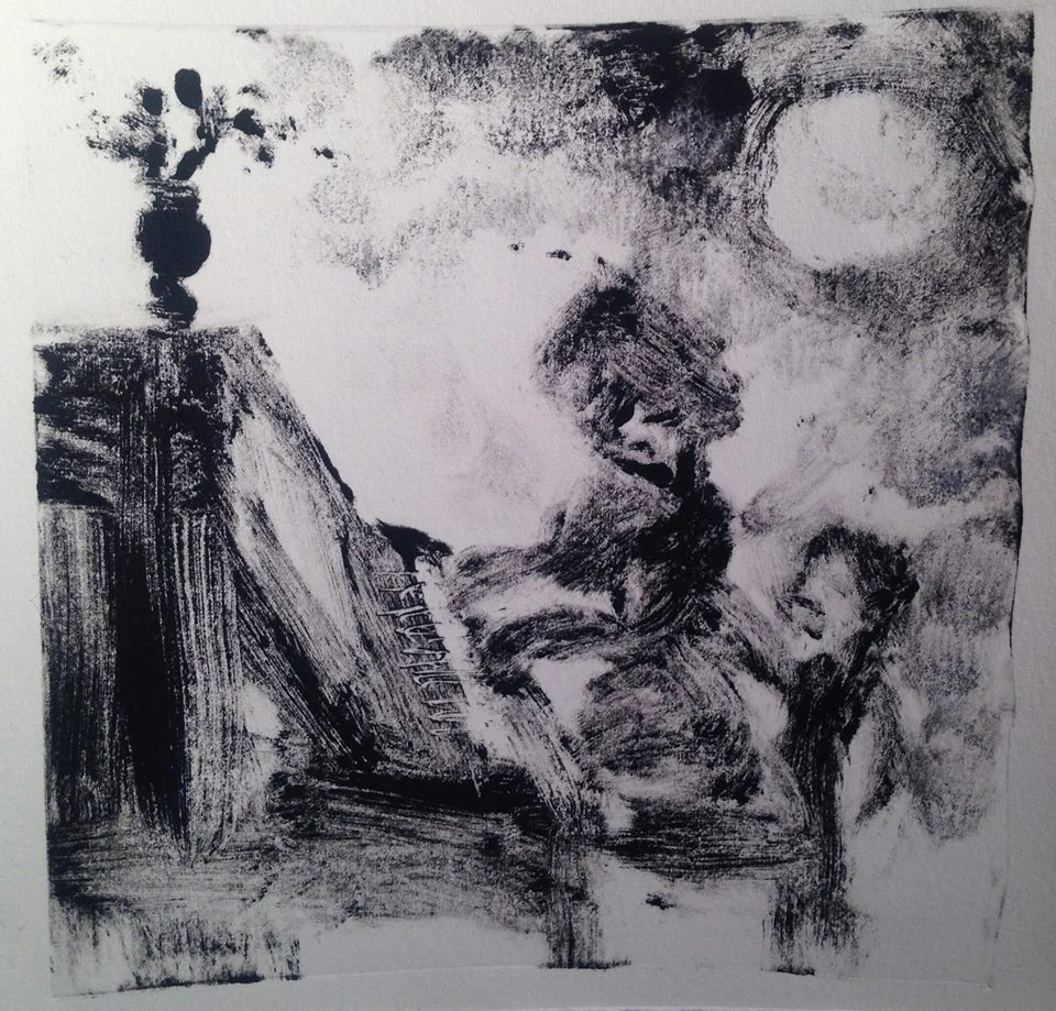 “A Childhood Memory (3)” monotype, 5x5 inches