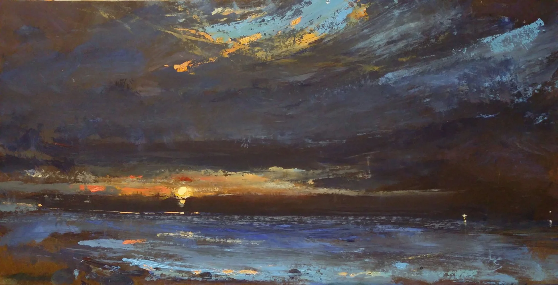 “Beyond the Cove” oil on panel, 12 x 24 inches. This painting will be part of my show, opening in April ( 4-5 ) , at Lancaster Galleries .