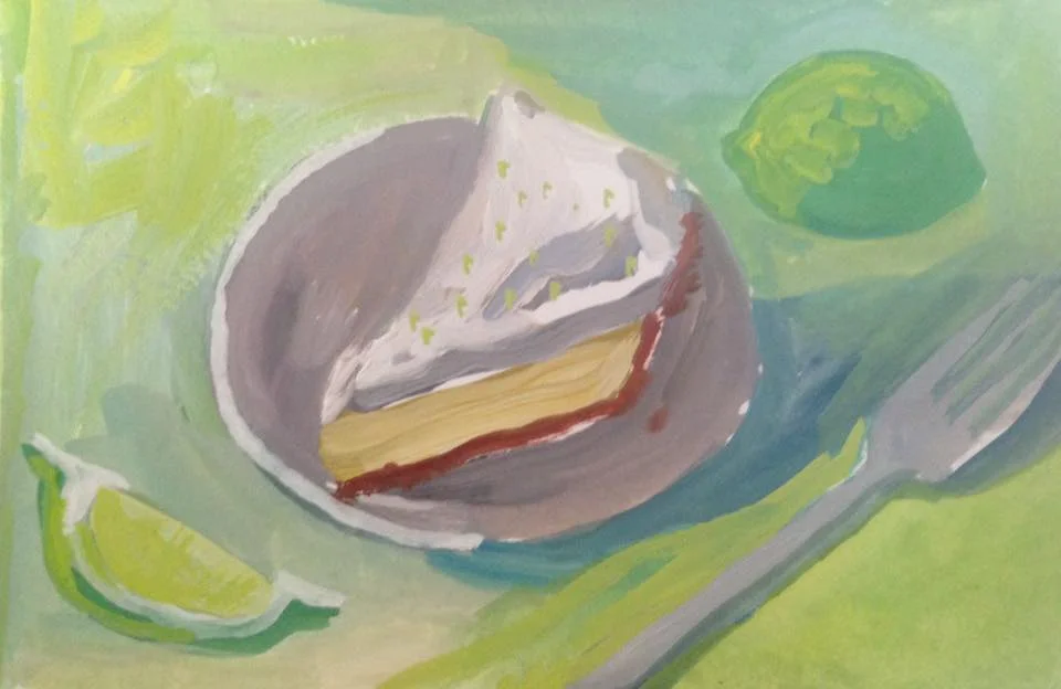 “Key Lime Pie” gouache on paper, 4x6 inches, not for sale