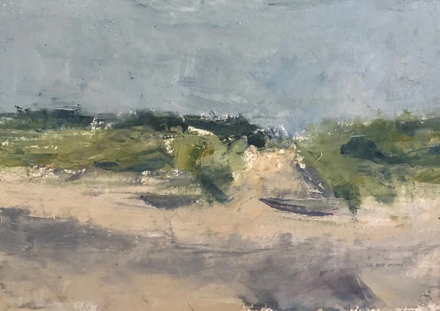 “Beach dunes at dawn” oil on paper, 5.25x8.25
