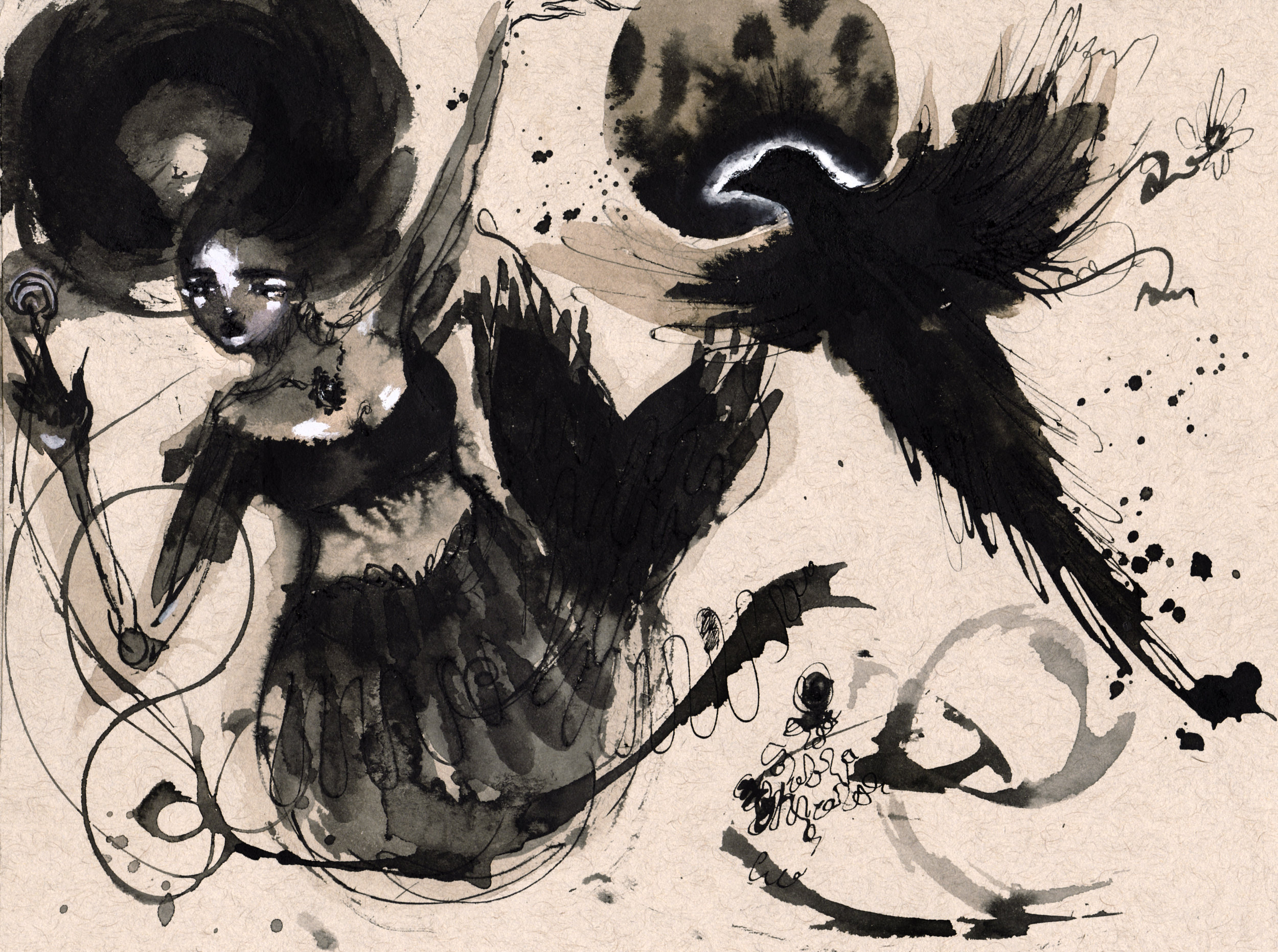 Raven mermaid doodles.jpg