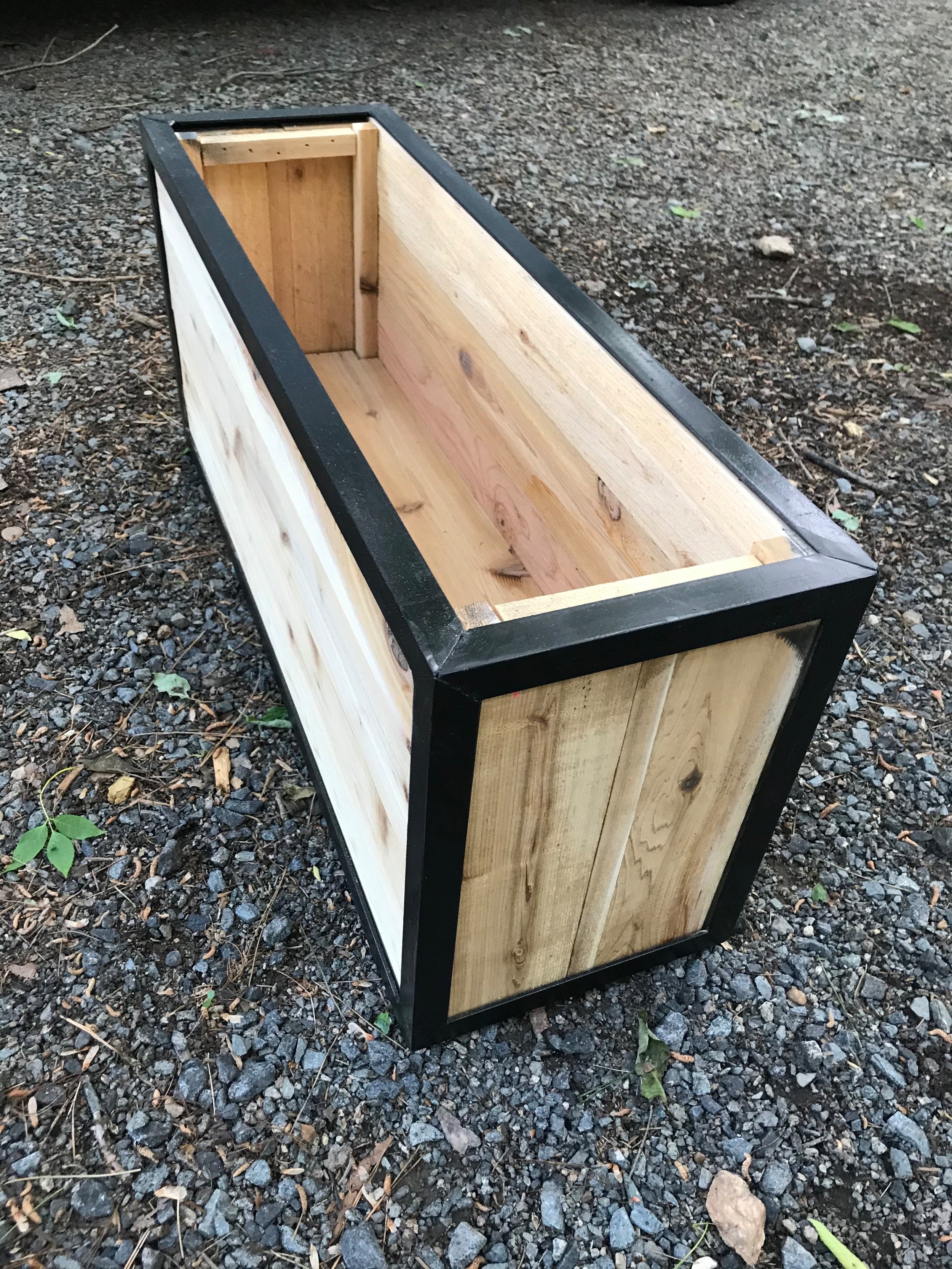 Cedar and metal planter box 