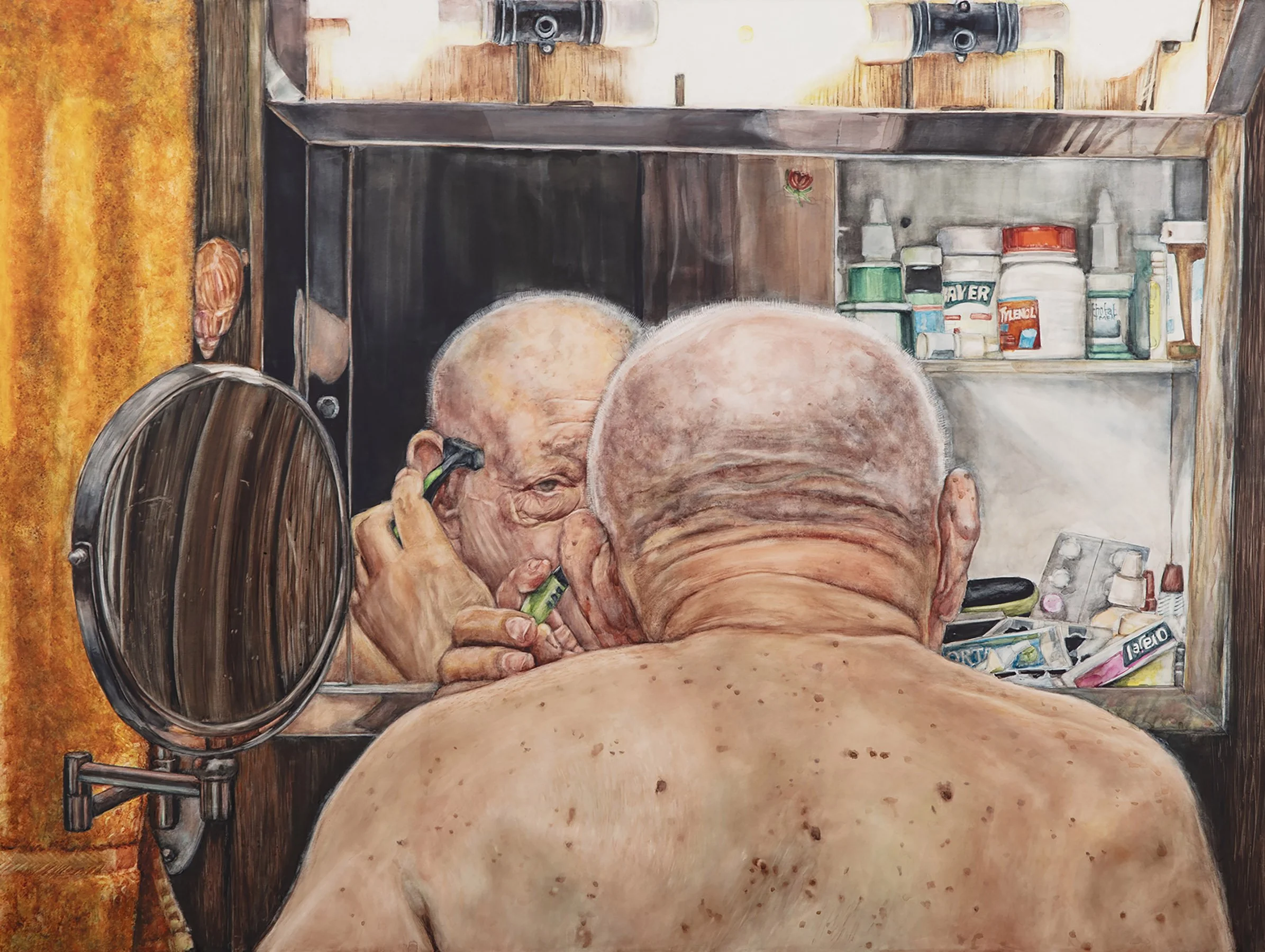 A Close Shave  18” x 24” Watercolor on Claybord