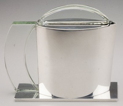 Jean Puiforcat, Coffee pot, from a five-piece coffee and tea service, 1925. Silver and optical glass.