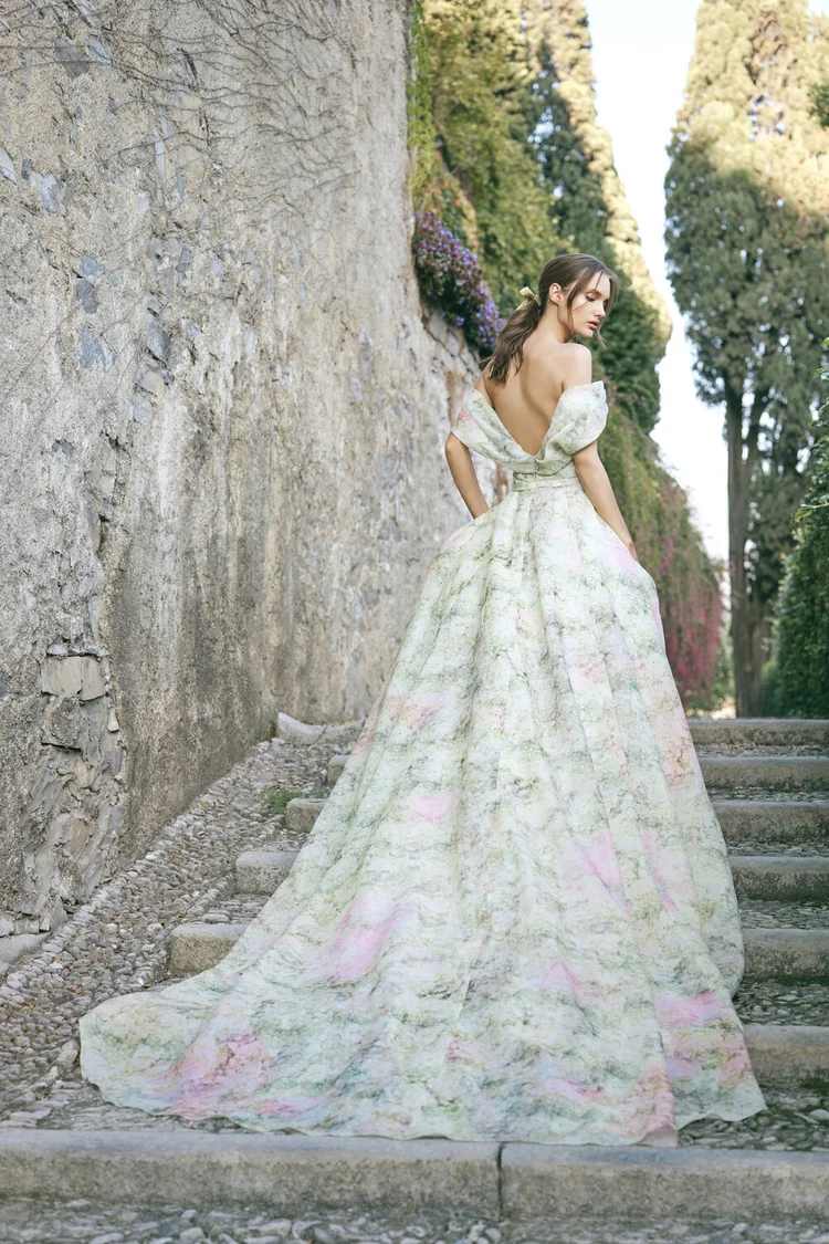 Monique Lhuillier Hydrangea floral wedding dress