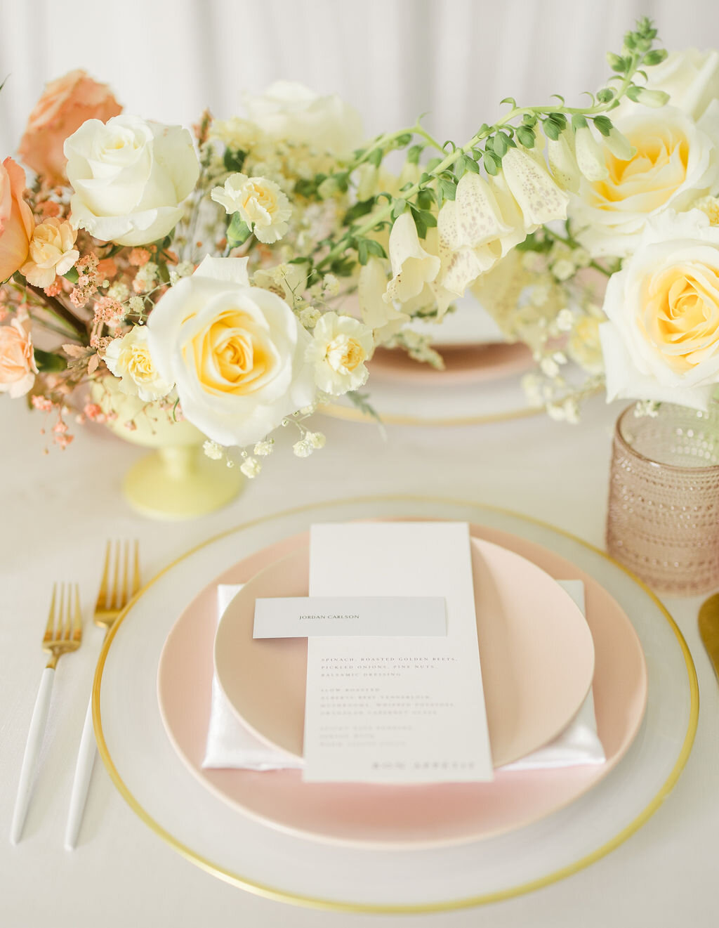 Pride inspired wedding table setting.