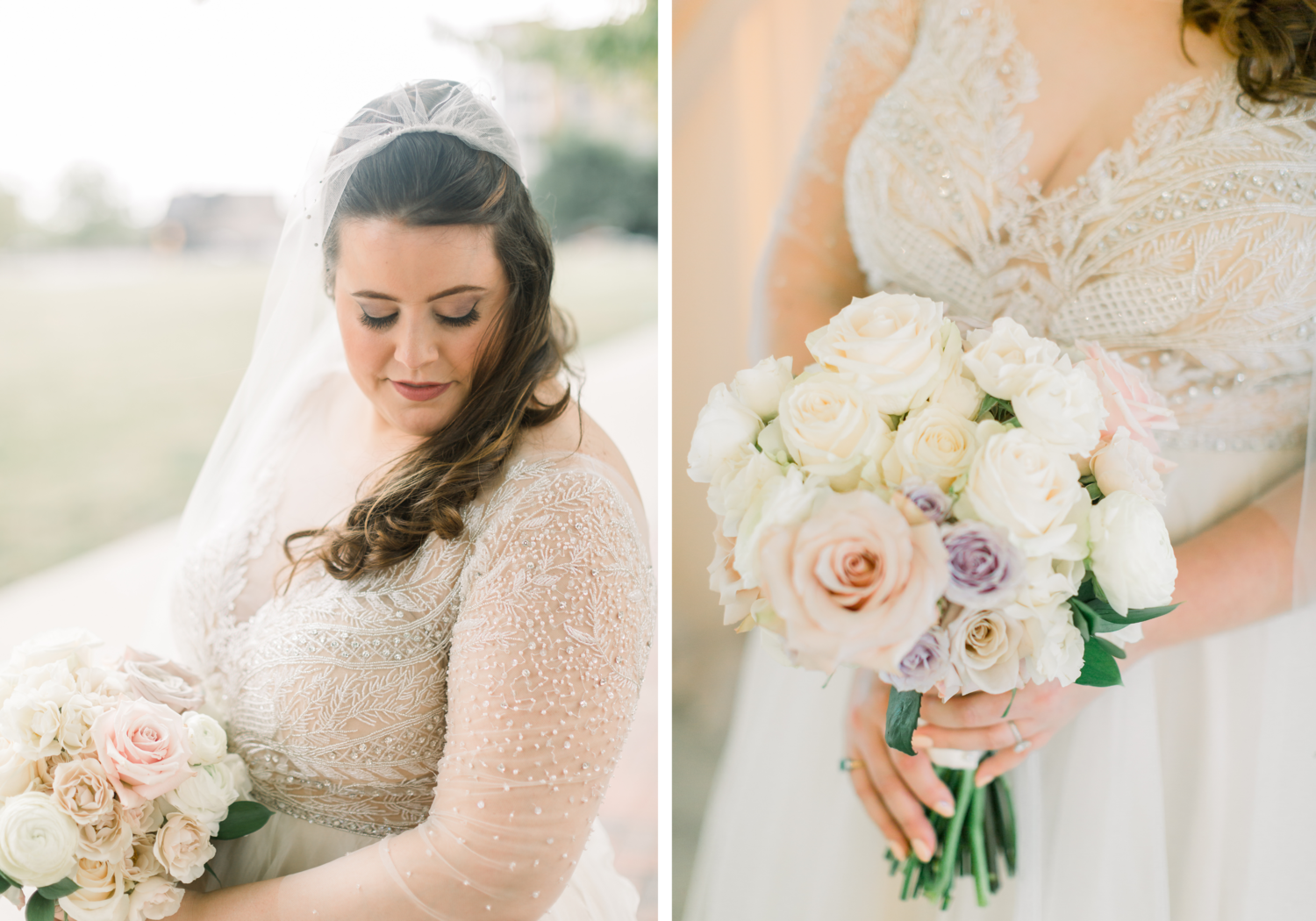 The Westin Columbus wedding, with bride holding a wedding bouquet. Wedding Photography by Savannah Ward Photography.