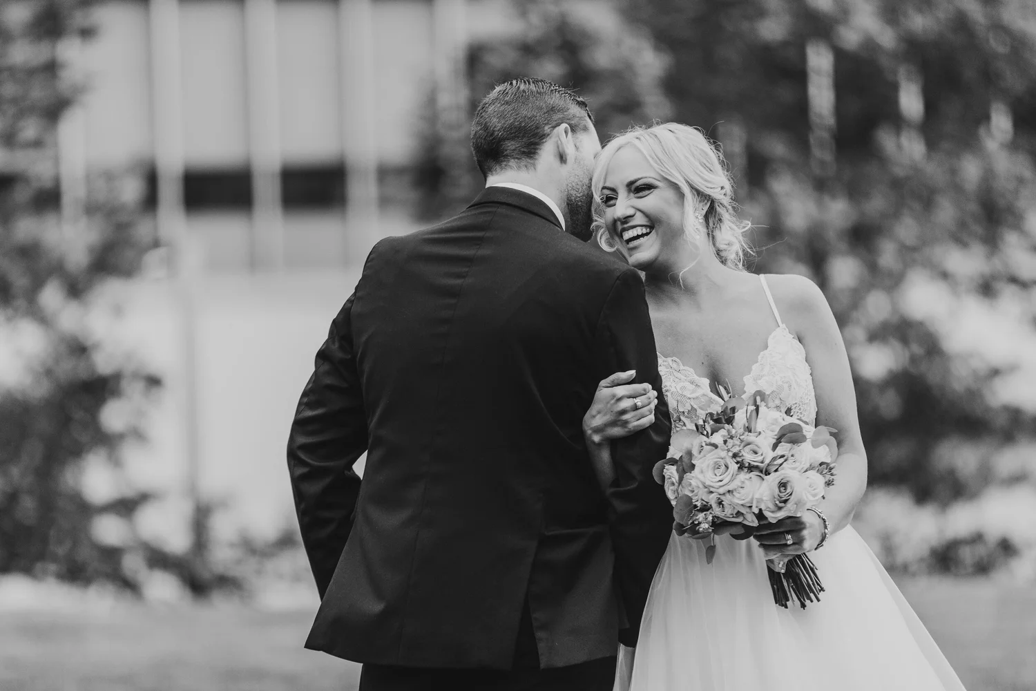La Jeune Mariee real bride Hillary wearing Blush by Hayley Paige and Toni Federici. 