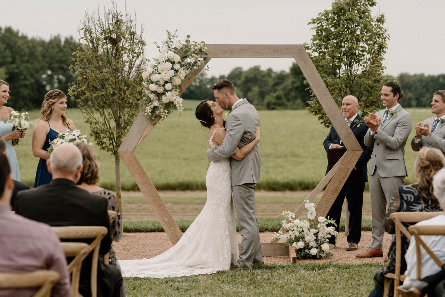 bride and groom at the alter