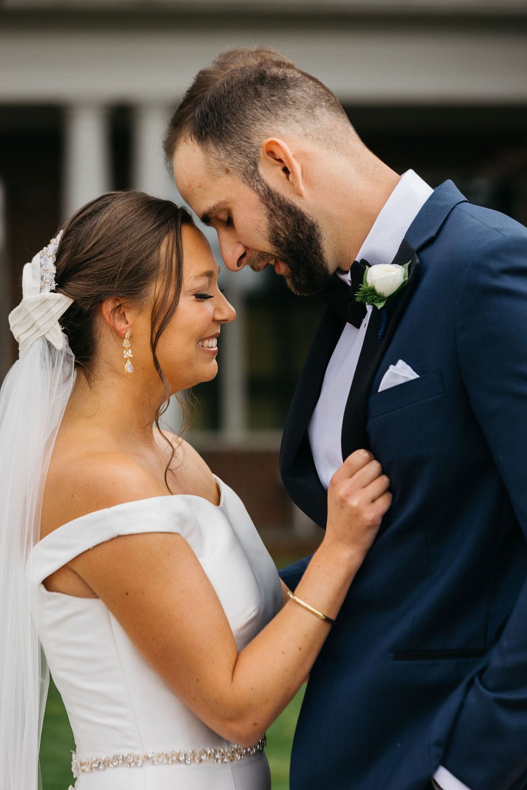 bride and groom posing for bridal portraits