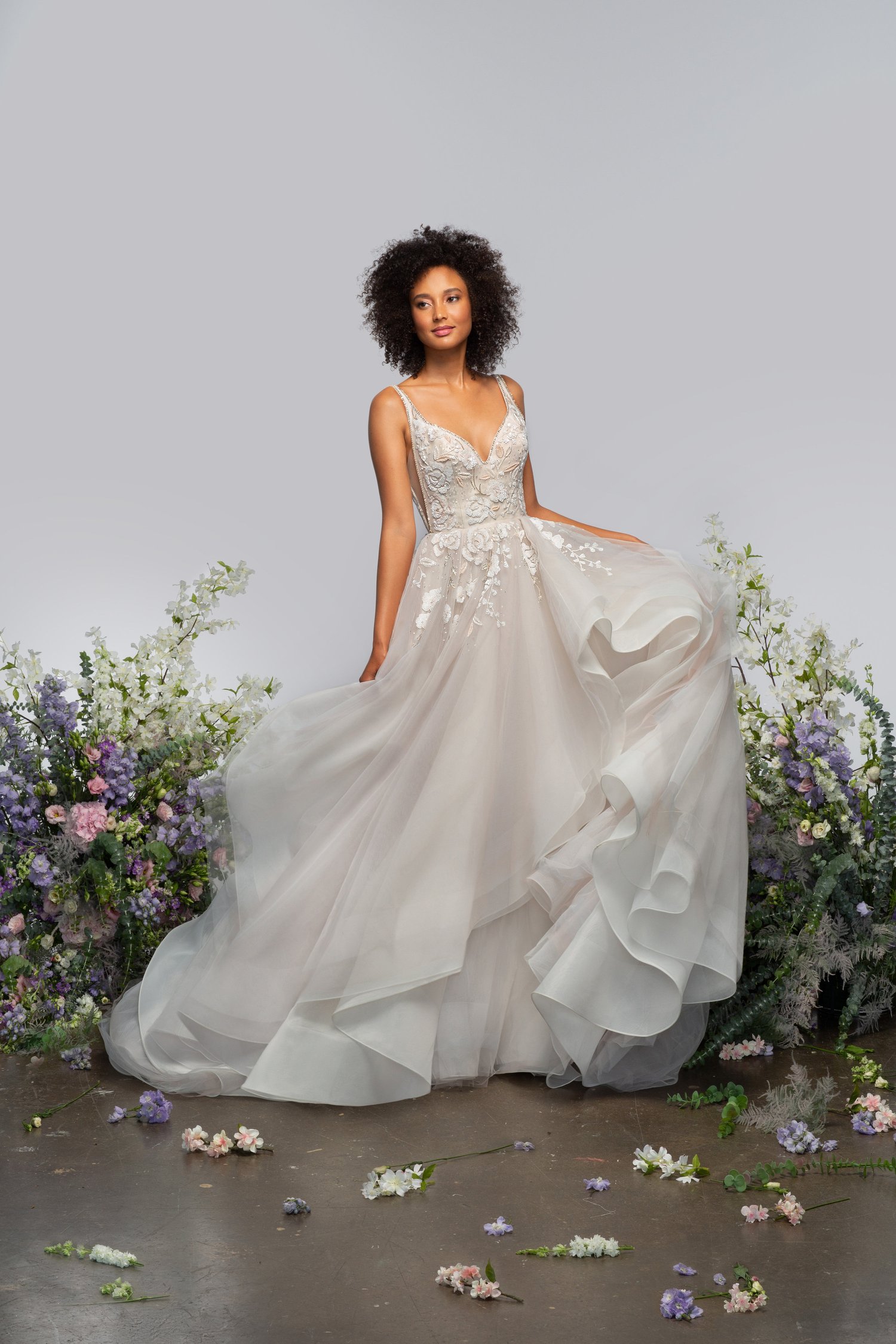 woman wearing Hayley Paige Hermione ball gown wedding dress