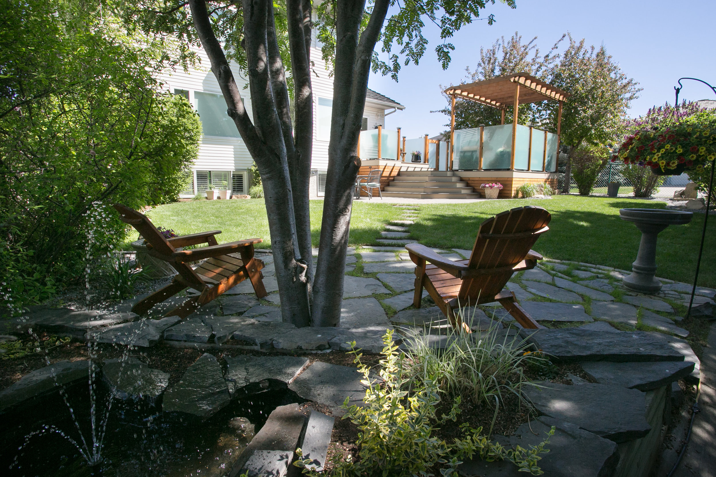  Water feature and patio — Valley Ridge, Calgary. 