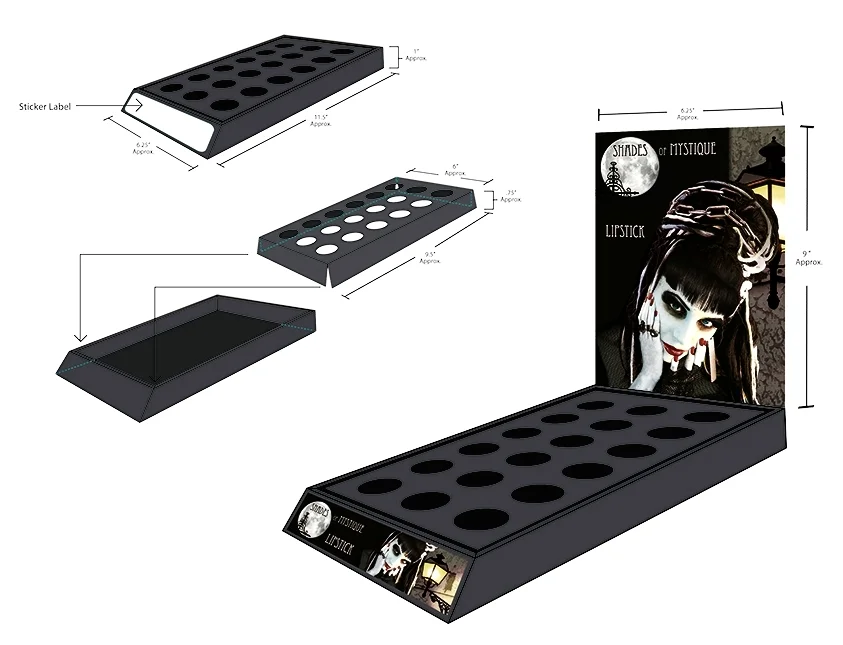 specs for lipstick display