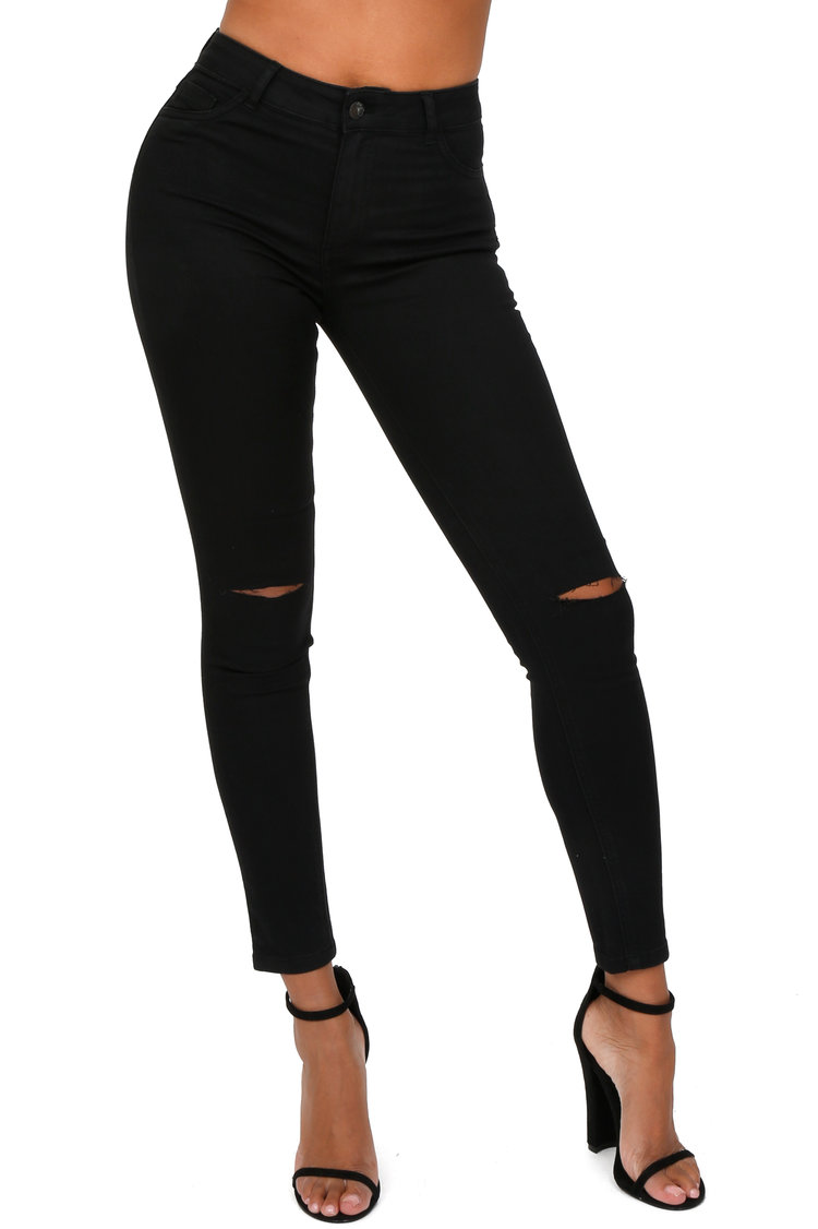 Ripped Knee Skinny Jeans Camelia Boutique