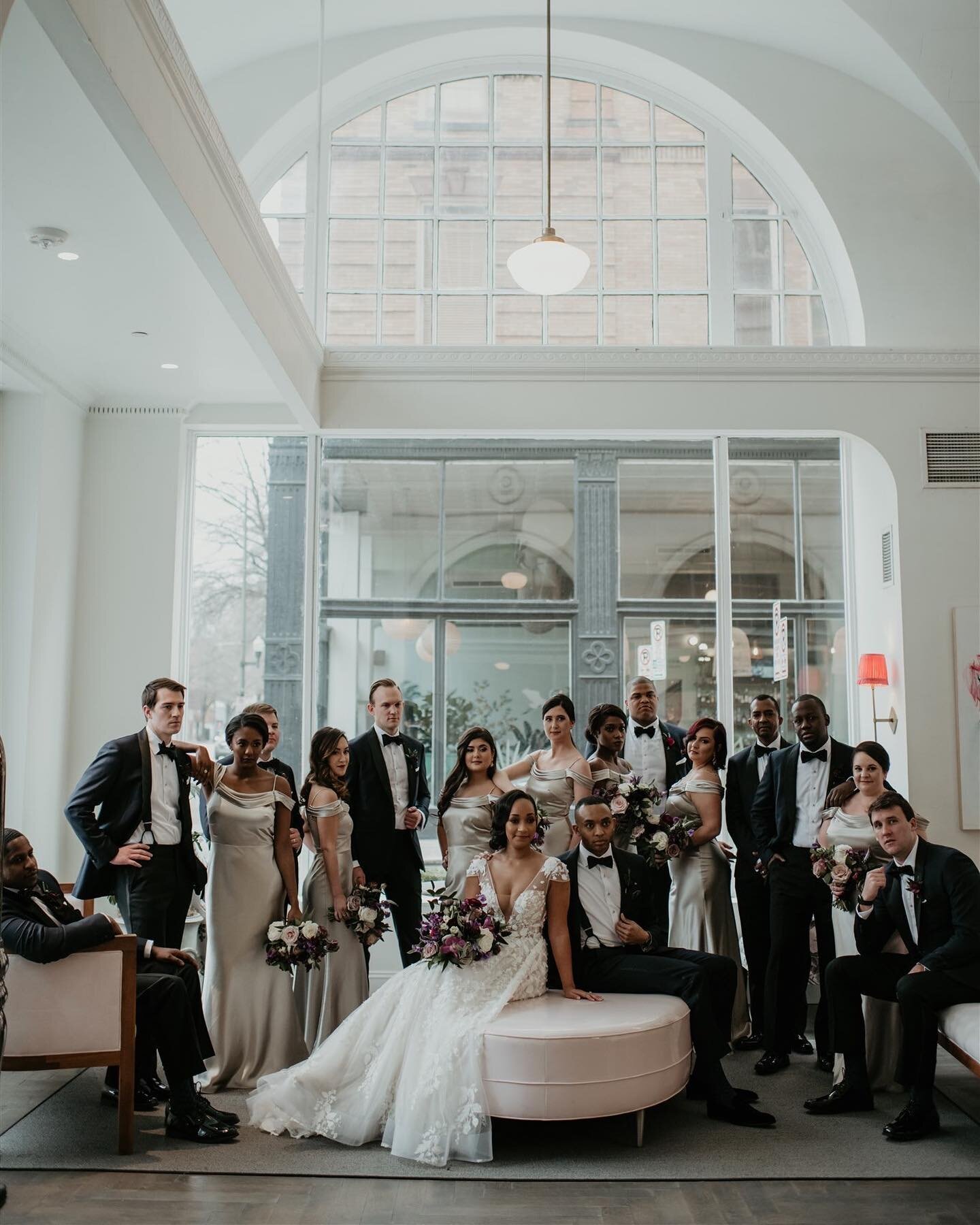 Actual, literal Squad Goals&trade;️. Happy anniversary, L+E! Your wedding was one for the books. ❤️

Design + Planning: @glintevents 
Photos: @lordjustyn 
Florals: @amandaburnettefloral 
Rentals: @rentequipva @paisleyandjade 
Lighting: @lightingprofe