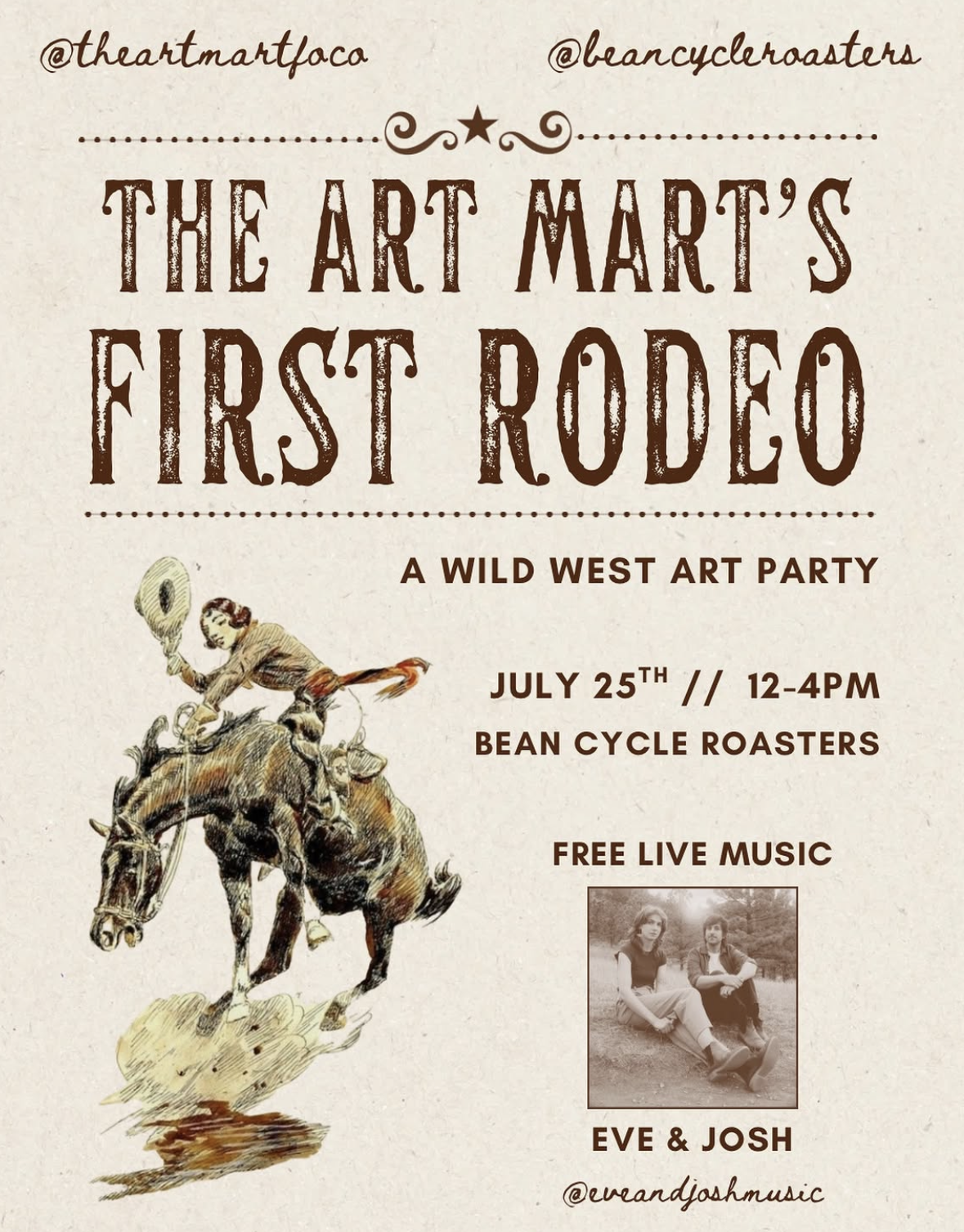 The Art Mart's First Rodeo: A Wild West Art Party at Bean Cycle Roasters