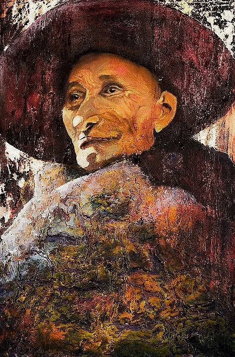   Elder,    2005   Acrylic, wax, pastels, oil on canvas  24 × 36 in  Private collection&nbsp; 