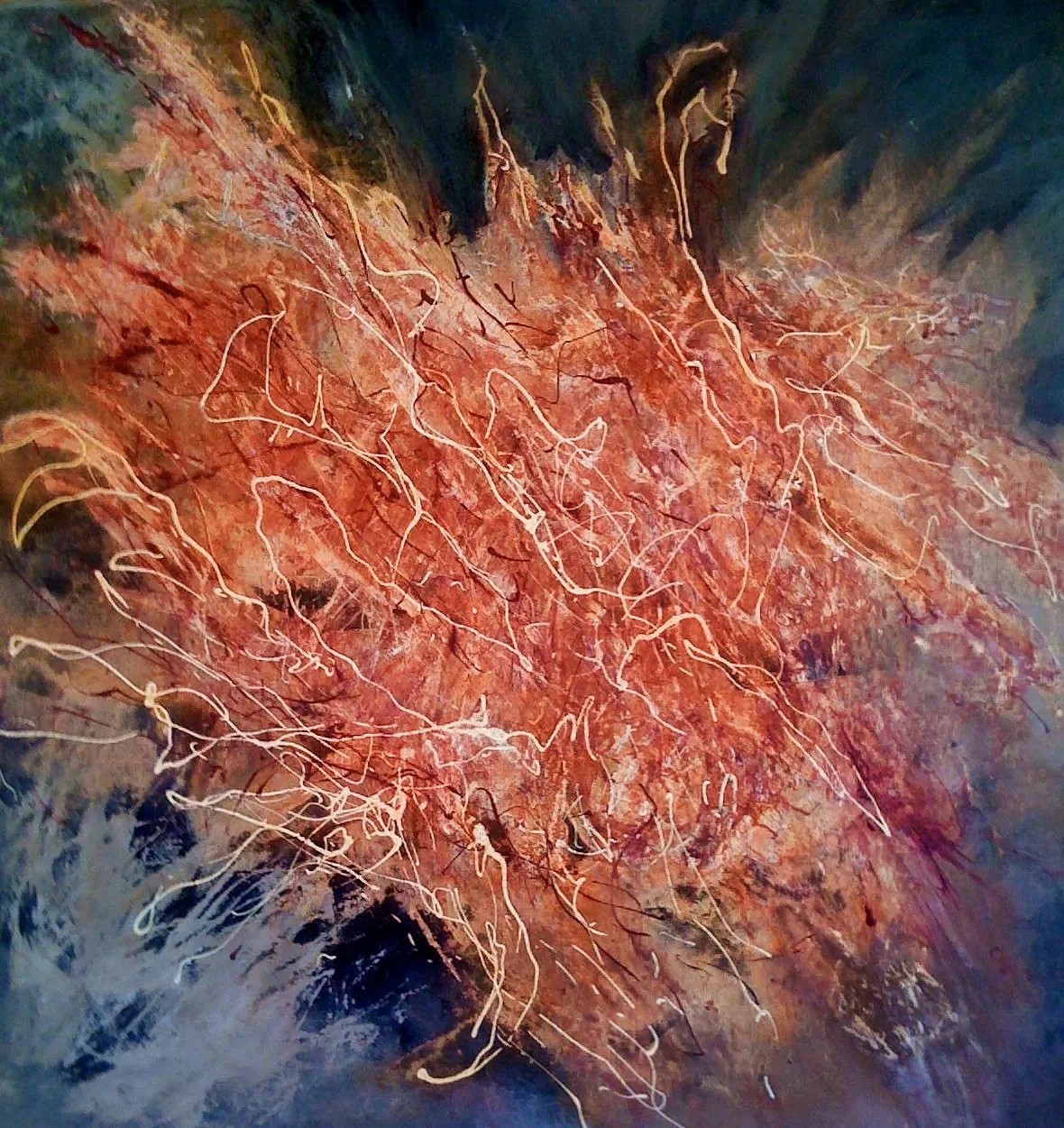   Teasing it Apart,  2005  Acrylic and&nbsp;oil on canvas  48 × 48 in  Private collection 