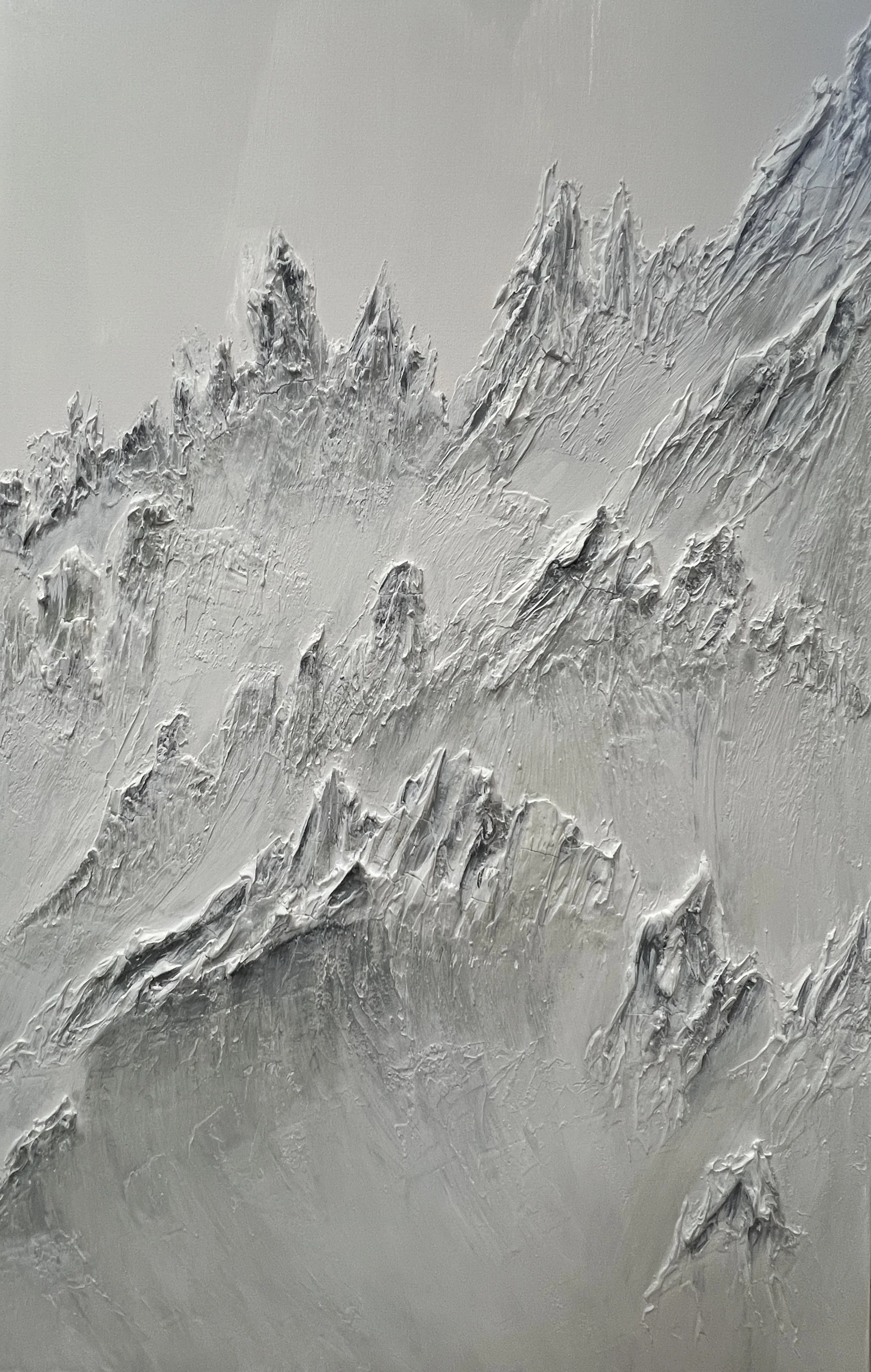   The Hida Range,  2025  Plaster and acrylic on canvas  24” x 40”    Commissioned work - Private collection 