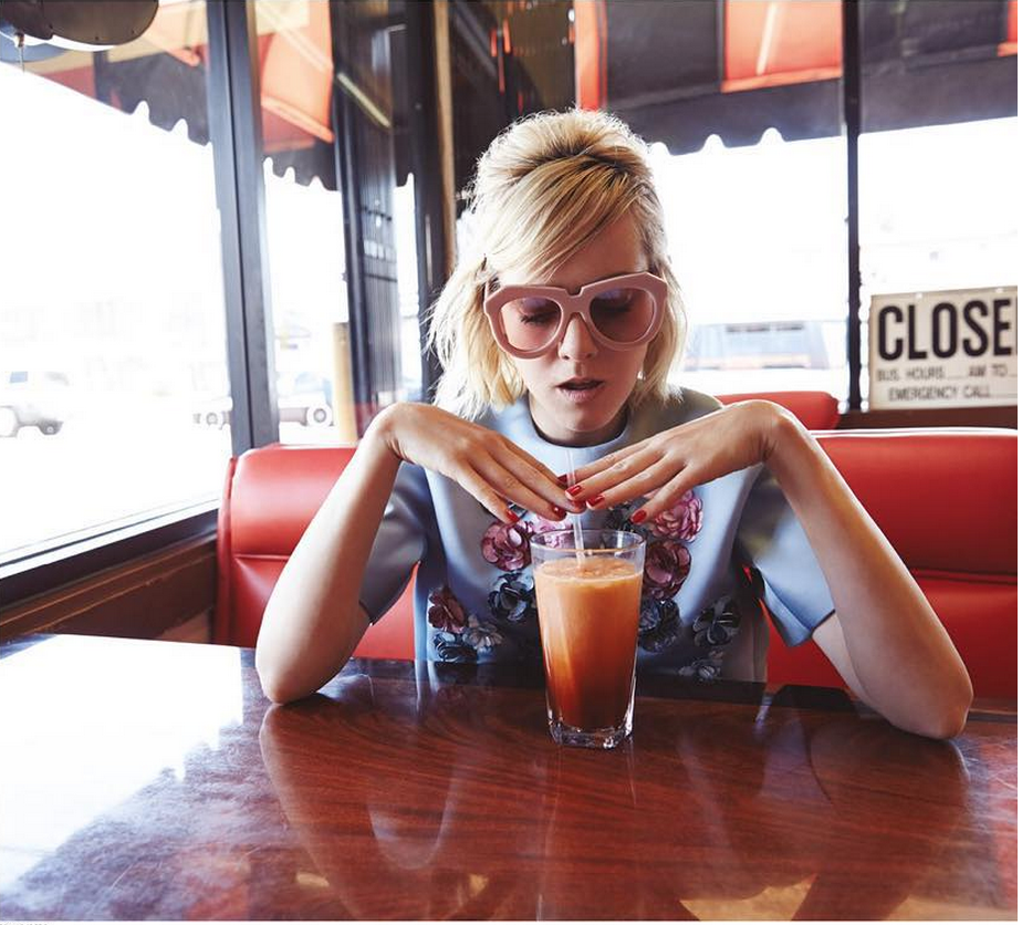 Jena Malone wearing MSGM in Glass Magazine