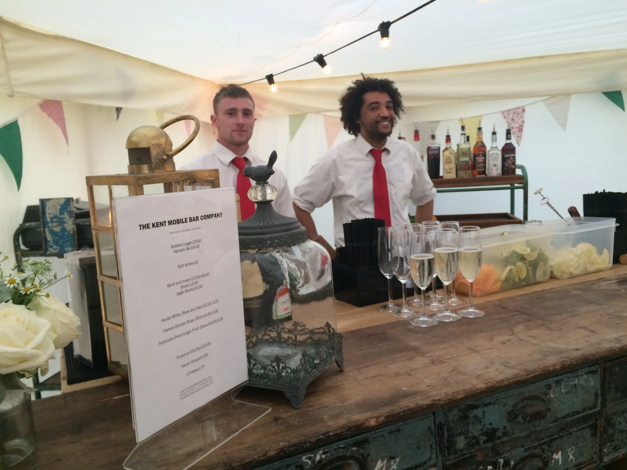 Wedding and event staff as standard with every mobile bar in Kent