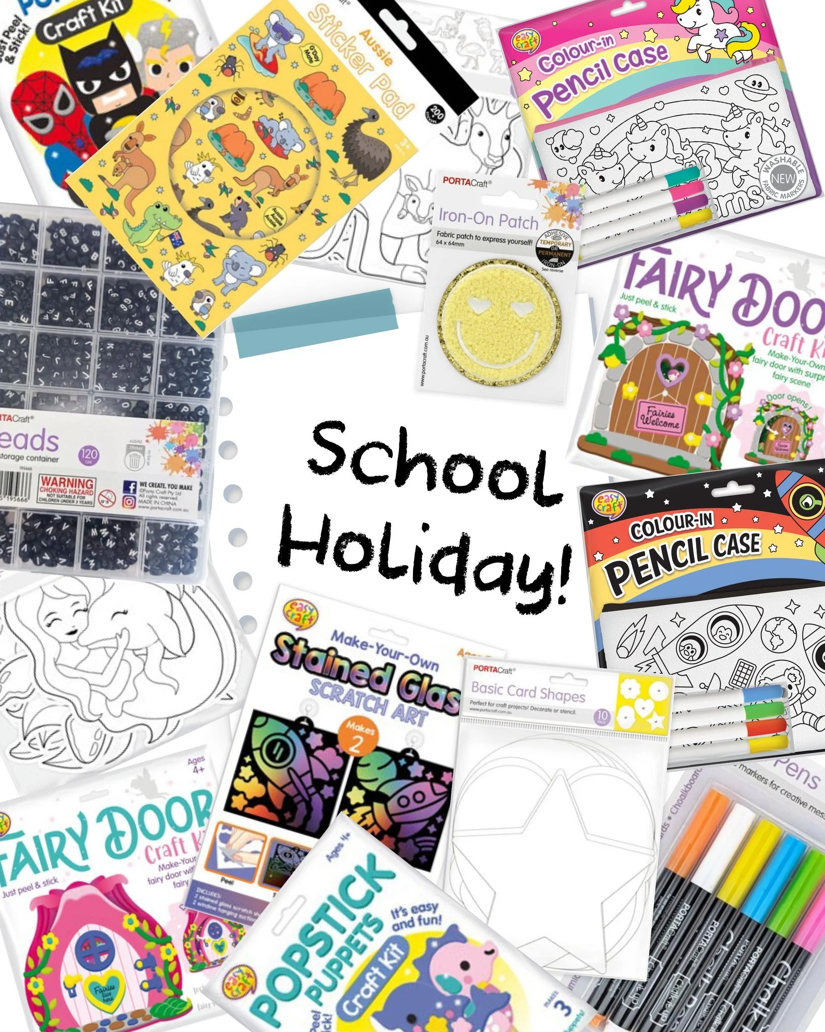 'A holiday is having nothing to do and all day to do it in!'
Fill the kids' days with our craft kits, colour-in pencil cases, beads and more these school holidays.
Only at Porta Craft.