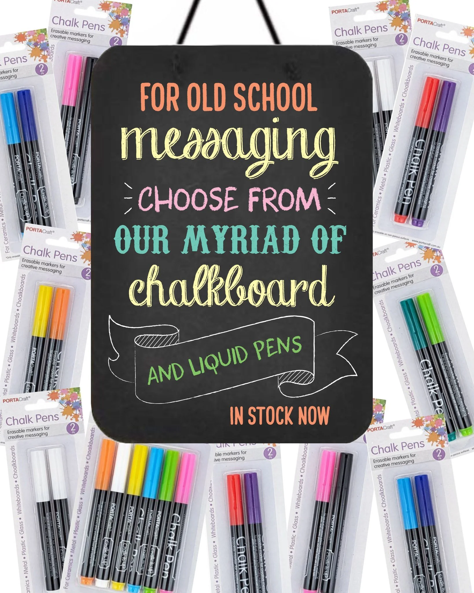 For old school messaging choose from our myriad of chalkboards and liquid pens.
In stock now 👀
