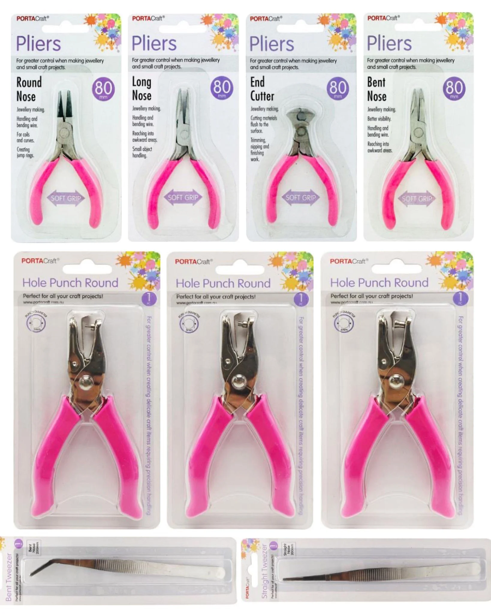 A master crafter needs the right tools... and we've got them all at Porta Craft! Check out our range of pliers, hole punches, tweezers today!