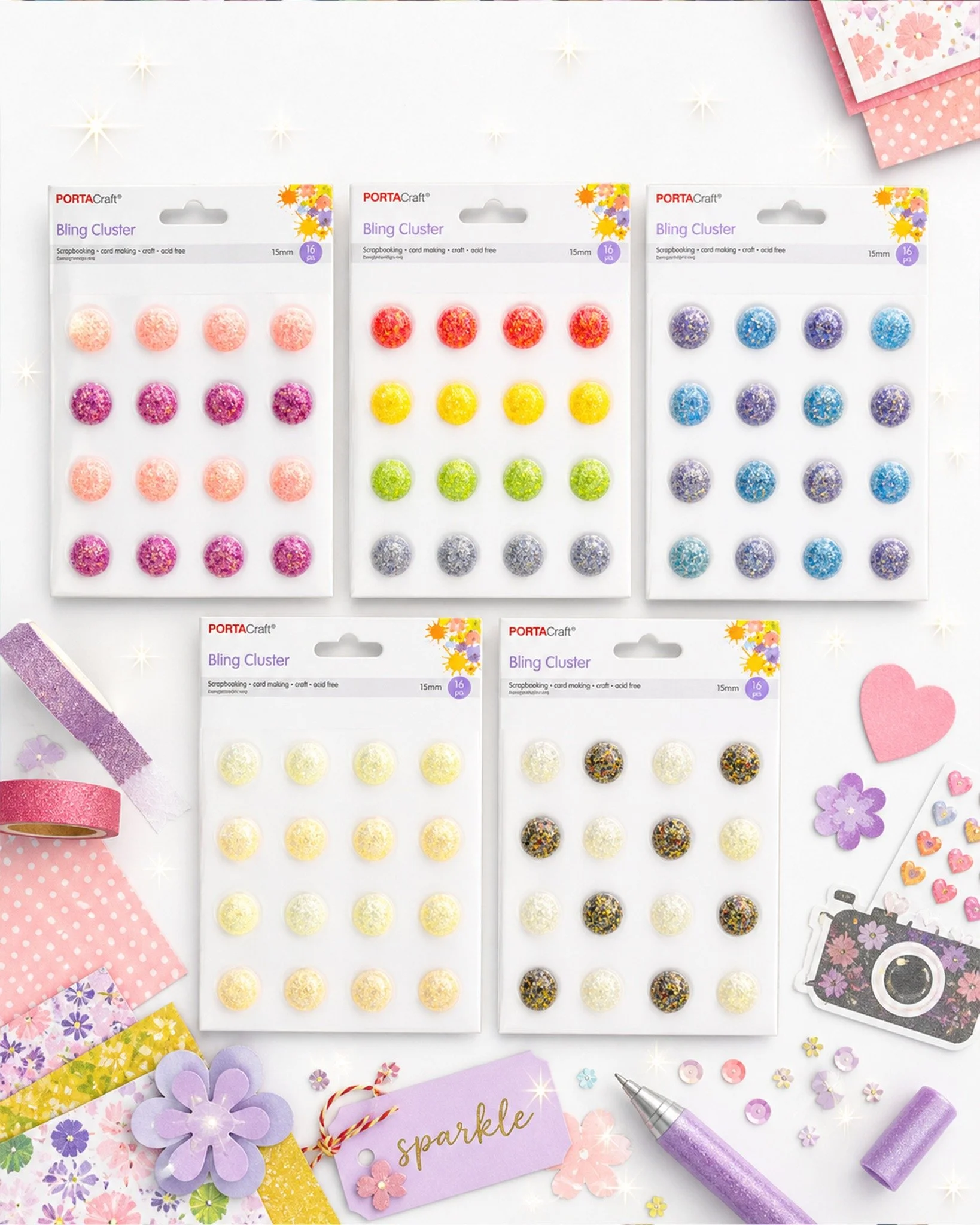 ✨ BLING CLUSTER ✨
Ready to take your crafts from simple to stunning? 💎
Add a pop of sparkle and dimension with our Bling Clusters &ndash; the perfect embellishment to bling it up on all your creative projects!
🎨 Perfect for:
&bull; Scrapbooking lay