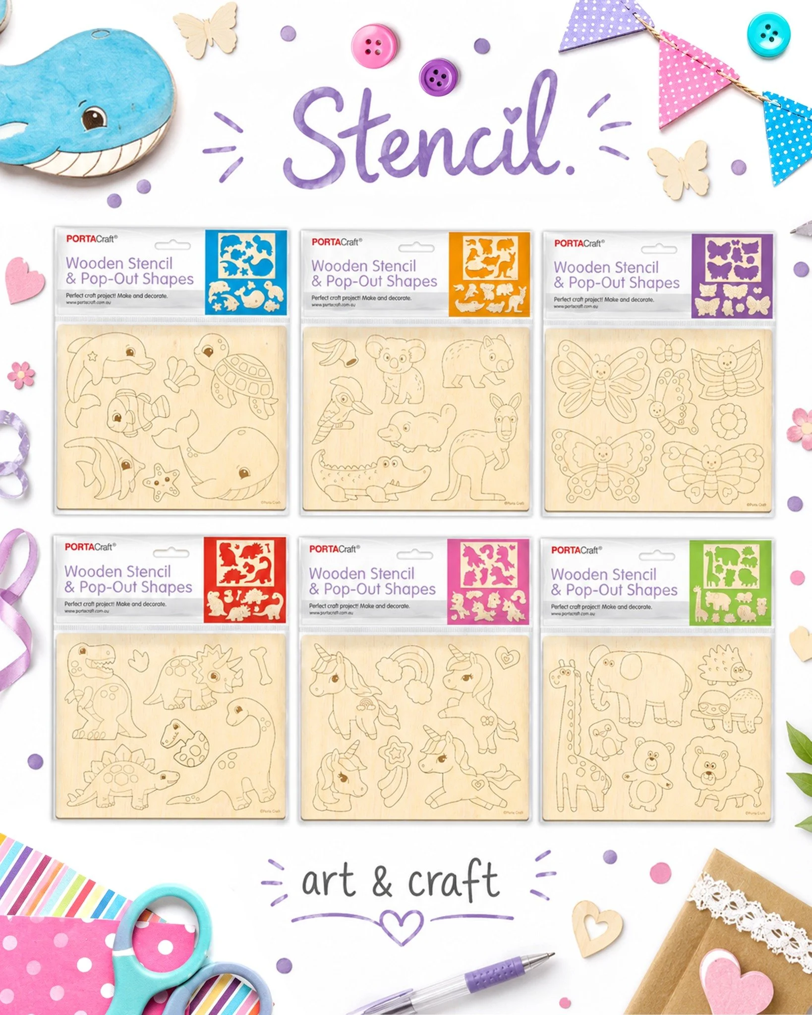 ✨ Create, decorate, and play with creativity! ✨
Our Wooden Stencil &amp; Pop-Out Shapes are perfect for little creators, crafty hands, and DIY lovers! 🎨✂️

Use the stencils for tracing and designing, then pop out the wooden shapes to paint, decorate