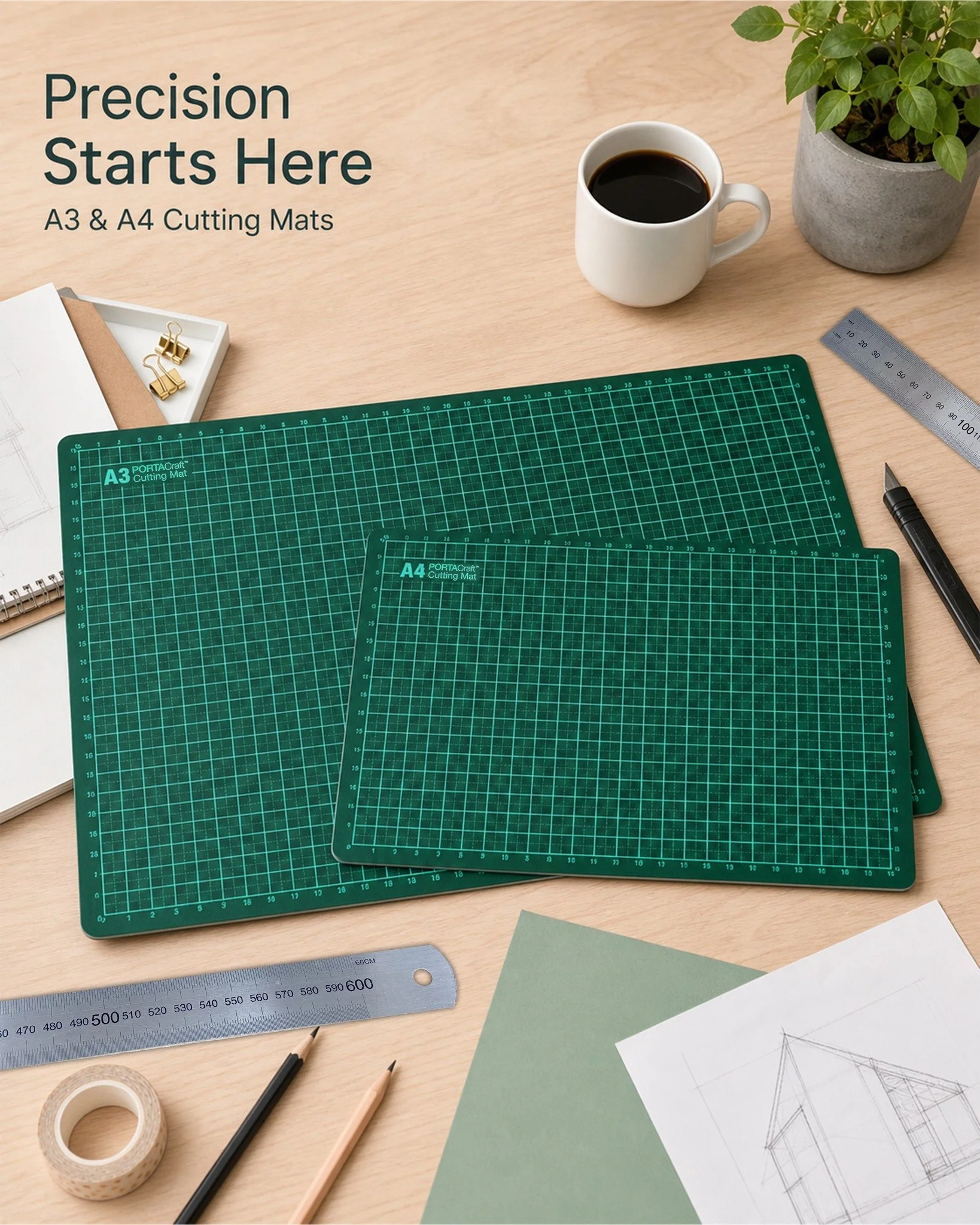 📏✂️ Precision Starts Here with Porta Craft Cutting Mats! ✂️📏

Take your crafting to the next level with Porta Craft Cutting Mats, designed to protect your work surface while delivering clean, accurate cuts every time.
 
Available in A3 and A4 sizes