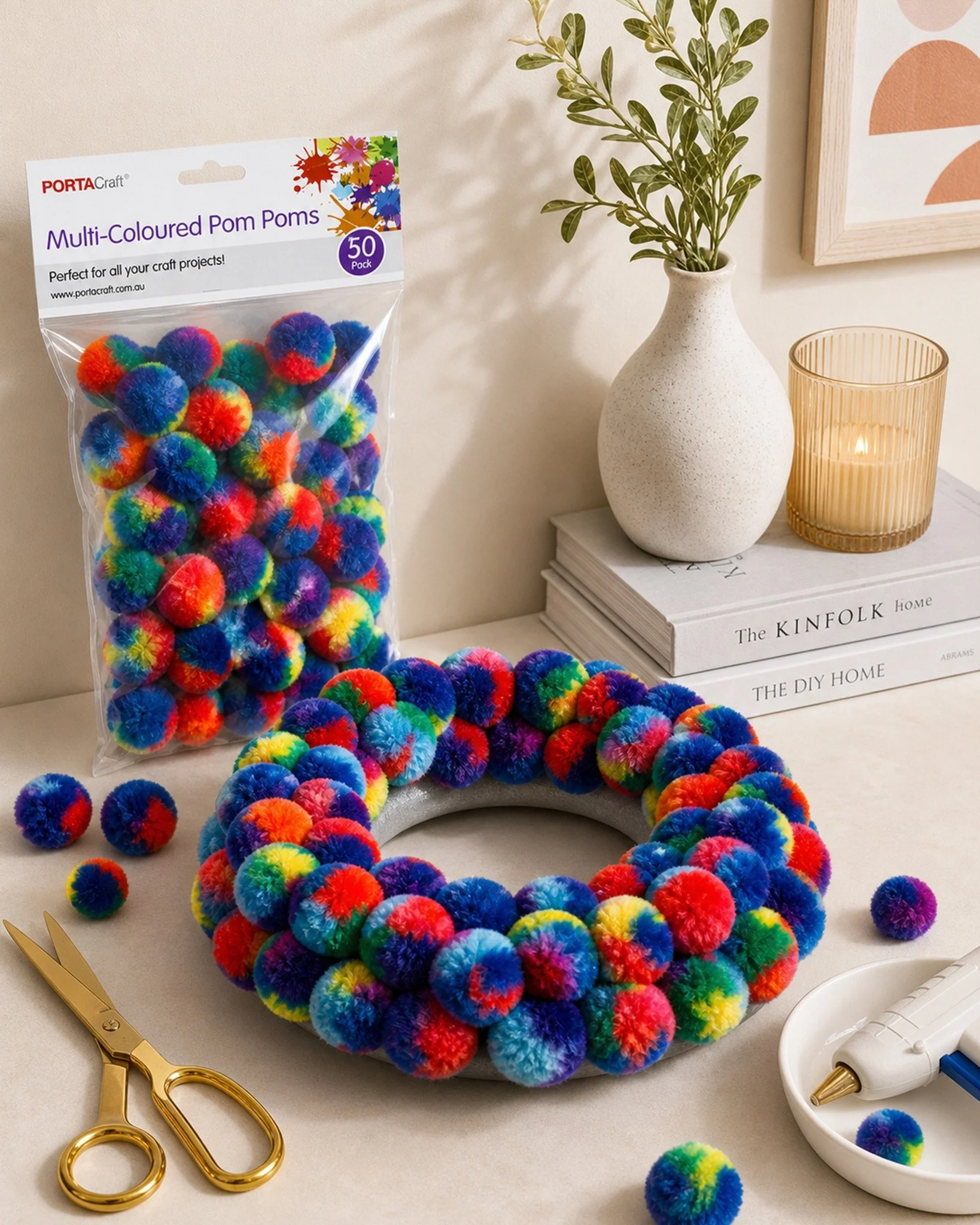 🌈✨ Add a Pop of Colour to Every Craft Project! ✨🌈

Get creative with Porta Craft Multi-Coloured Pom Poms! These soft, fluffy pom poms are perfect for adding colour, texture, and fun to all your arts &amp; crafts, DIY creations, and imaginative proj