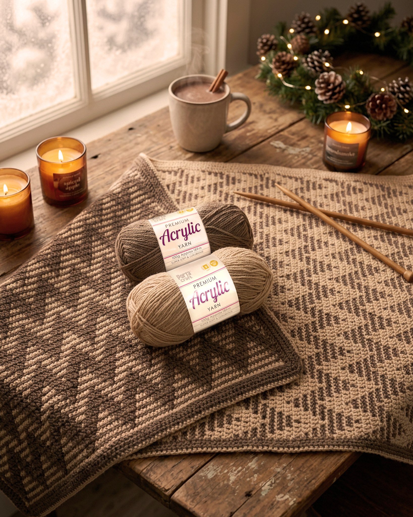 🧶❄️ Wrap yourself in warmth this winter with Porta Craft Premium Acrylic Yarn!

Beautifully handcrafted by our very own Nina, this stunning two-way reversible blanket showcases just how creative you can be with Porta Craft Premium Acrylic Yarn. With